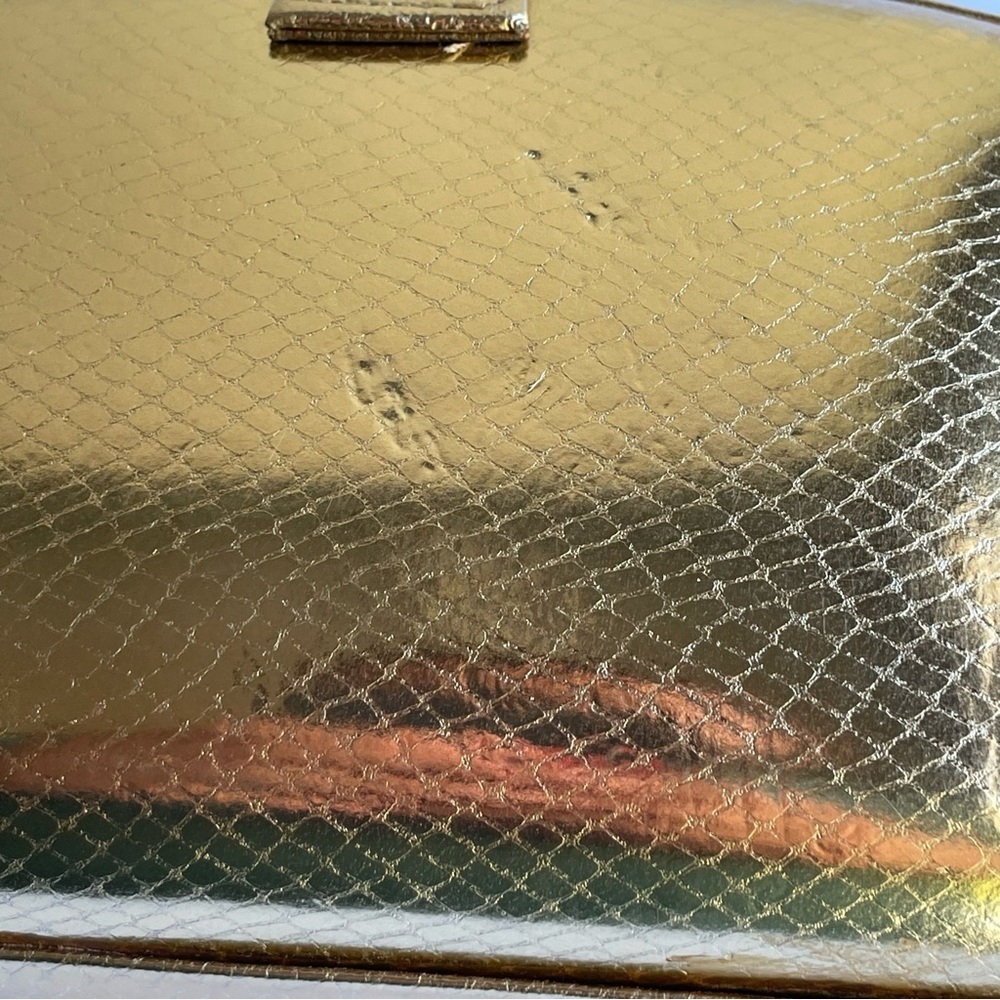 Andre Cellini Vintage Mini metallic hardcover evening handbag gold shoulder bag - Picture 7 of 15
